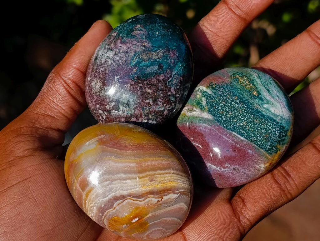 Polished Rare Ocean Jasper Galets x 24 From Northwest Coast, Madagascar - Toprock Gemstones and Minerals 