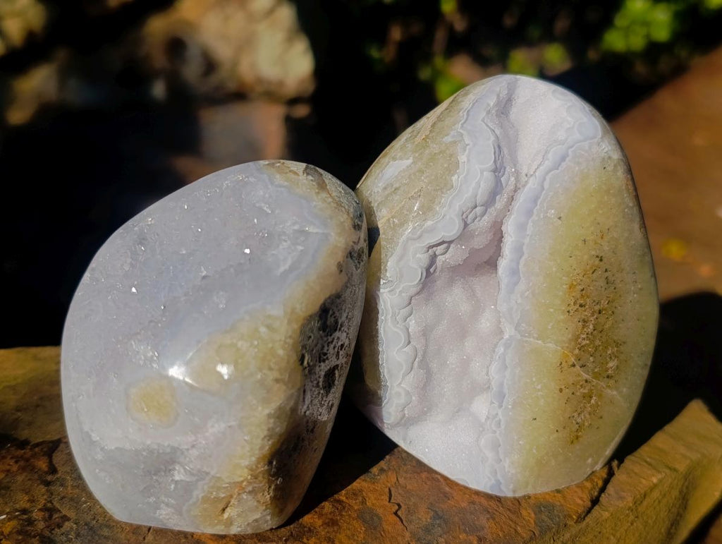 Polished Blue Lace Agate Standing Display Pieces x 6 From Nsanje, Malawi - Toprock Gemstones and Minerals 