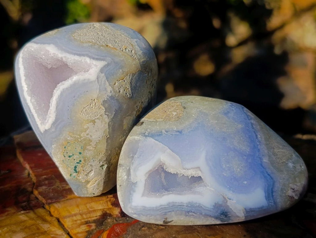 Polished Blue Lace Agate Standing Display Pieces x 6 From Nsanje, Malawi - Toprock Gemstones and Minerals 