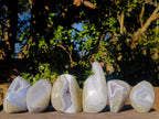 Polished Blue Lace Agate Standing Display Pieces x 6 From Nsanje, Malawi - Toprock Gemstones and Minerals 