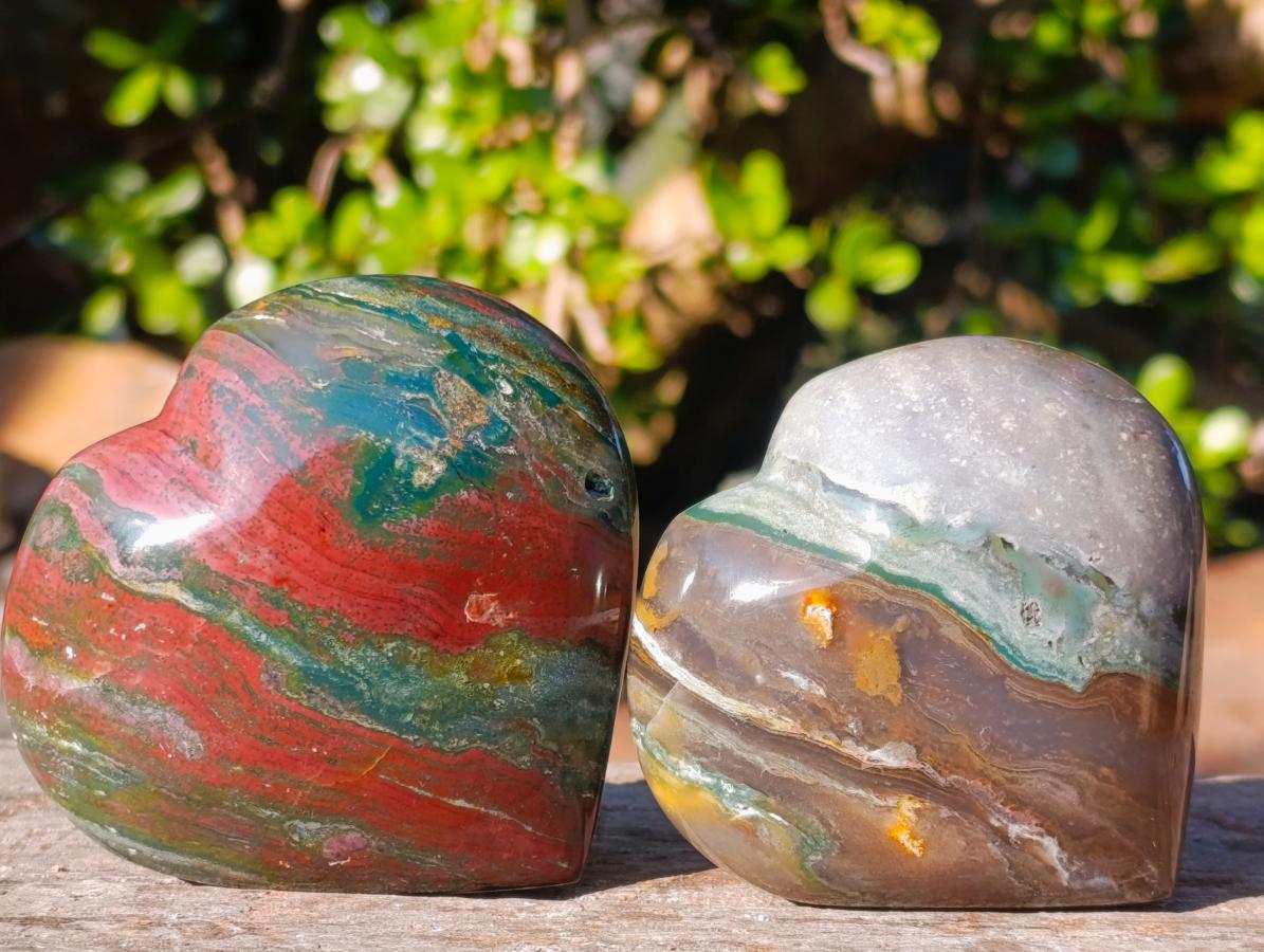 Polished Large Ocean Jasper Hearts x 6 From Northwest Coast, Madagascar - Toprock Gemstones and Minerals 