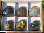 Polished Large Ocean Jasper Hearts x 6 From Northwest Coast, Madagascar - Toprock Gemstones and Minerals 