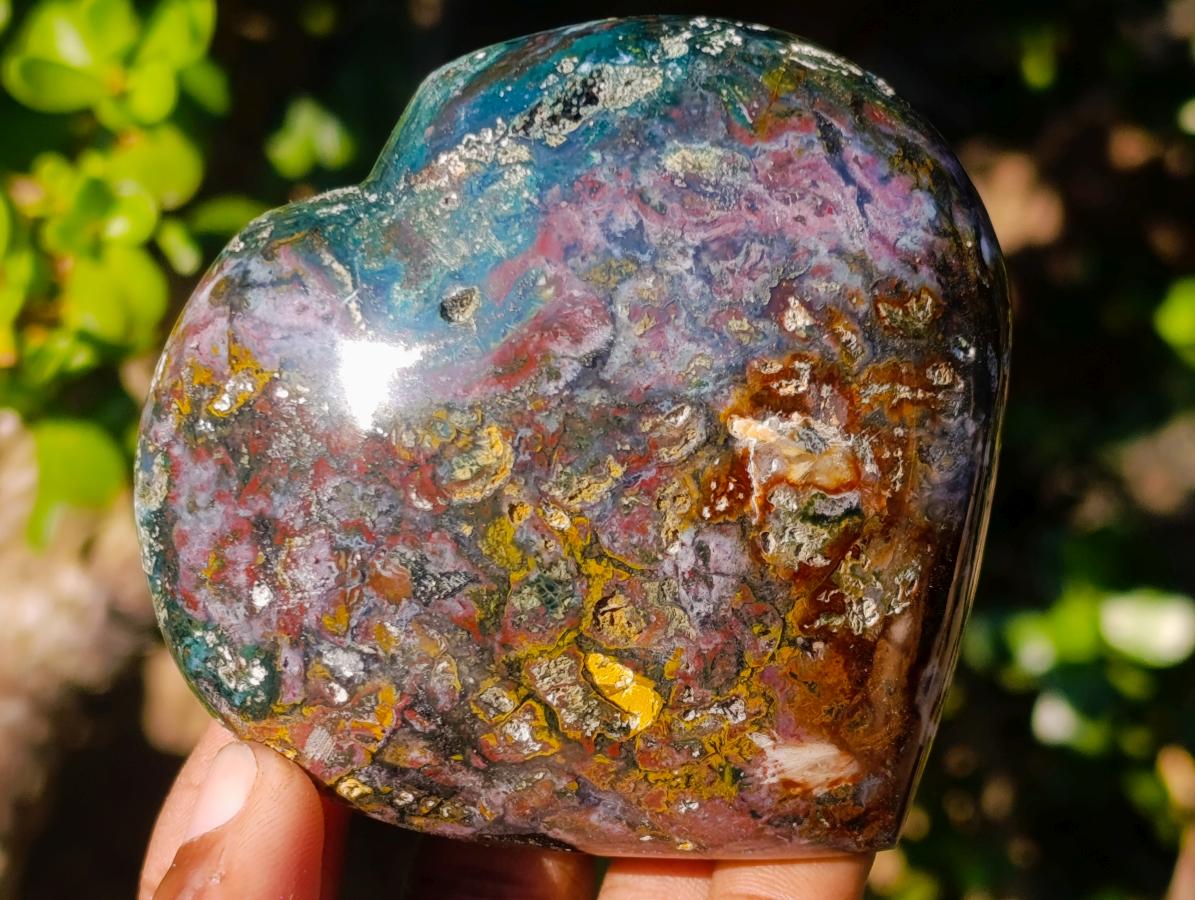 Polished Large Ocean Jasper Hearts x 6 From Northwest Coast, Madagascar - Toprock Gemstones and Minerals 