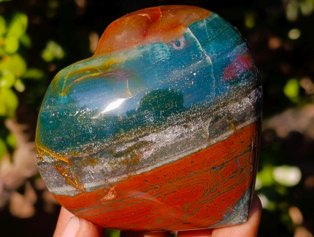 Polished Large Ocean Jasper Hearts x 6 From Northwest Coast, Madagascar - Toprock Gemstones and Minerals 