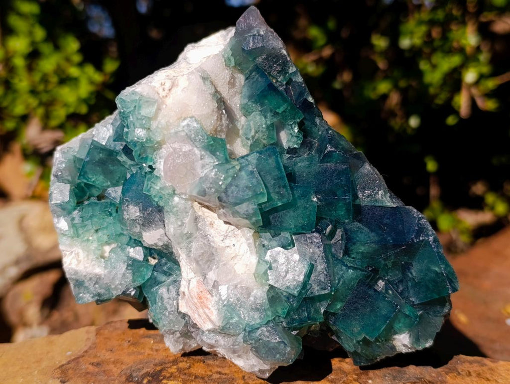 Natural Cabinet Sized Green Cubic Fluorite Specimens x 2 From Mandrosonoro, Madagascar - Toprock Gemstones and Minerals 