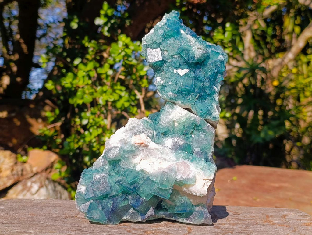Natural Cabinet Sized Green Cubic Fluorite Specimens x 2 From Mandrosonoro, Madagascar - Toprock Gemstones and Minerals 