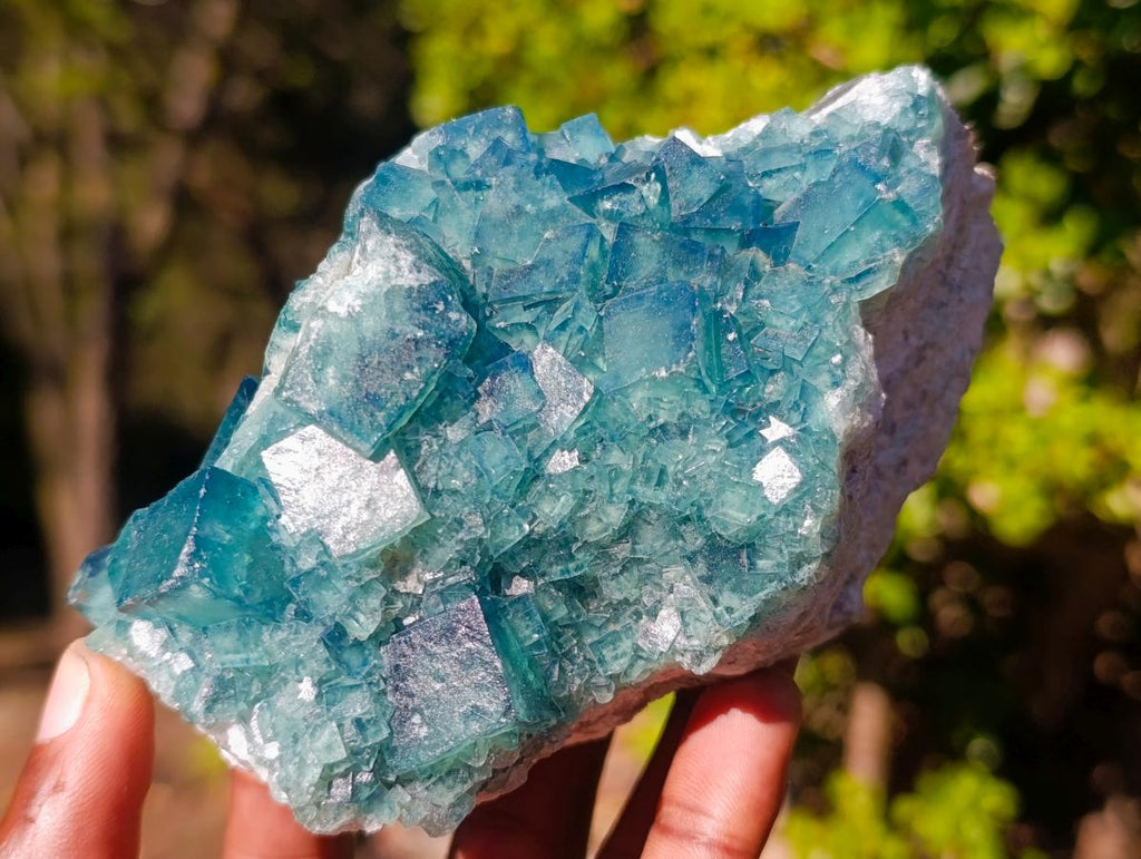 Natural Cabinet Sized Green Cubic Fluorite Specimens x 2 From Mandrosonoro, Madagascar - Toprock Gemstones and Minerals 