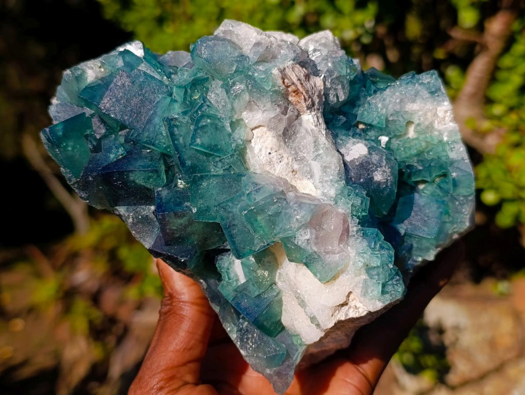 Natural Cabinet Sized Green Cubic Fluorite Specimens x 2 From Mandrosonoro, Madagascar - Toprock Gemstones and Minerals 