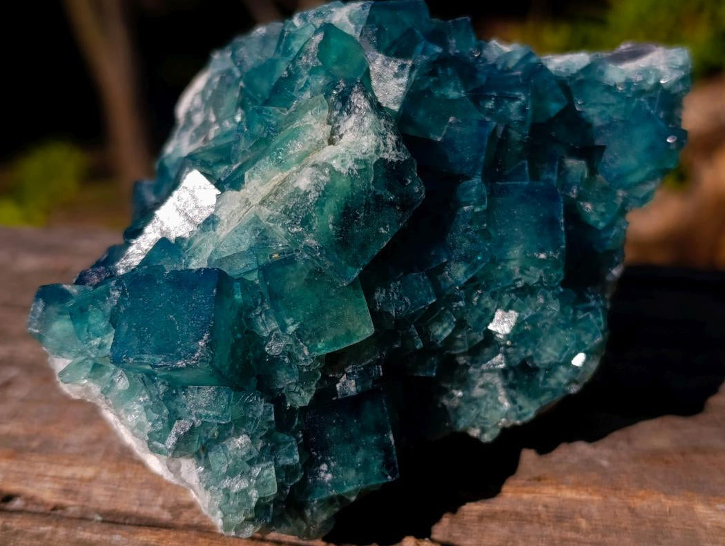 Natural Cabinet Sized Green Cubic Fluorite Specimens x 2 From Mandrosonoro, Madagascar - Toprock Gemstones and Minerals 