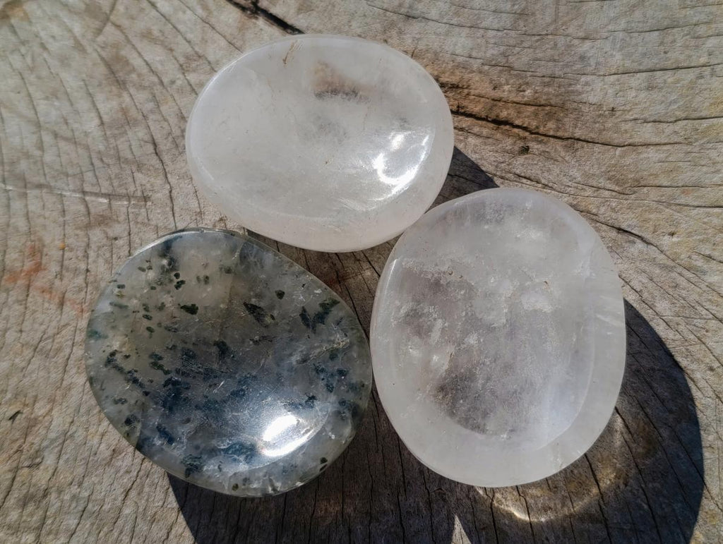 Polished Clear Quartz and Girasol Rock Crystal with Epidote Inclusions Worry Stones x 20 From Madagascar - Toprock Gemstones and Minerals 