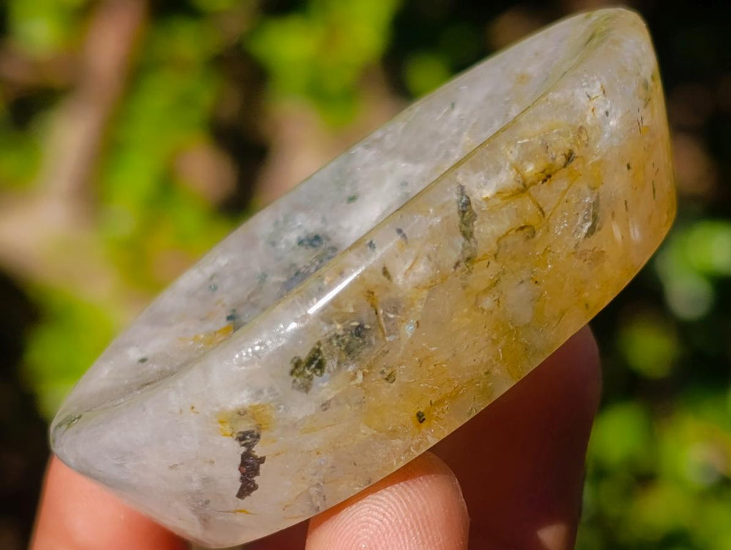 Polished Clear Quartz and Girasol Rock Crystal with Epidote Inclusions Worry Stones x 20 From Madagascar - Toprock Gemstones and Minerals 