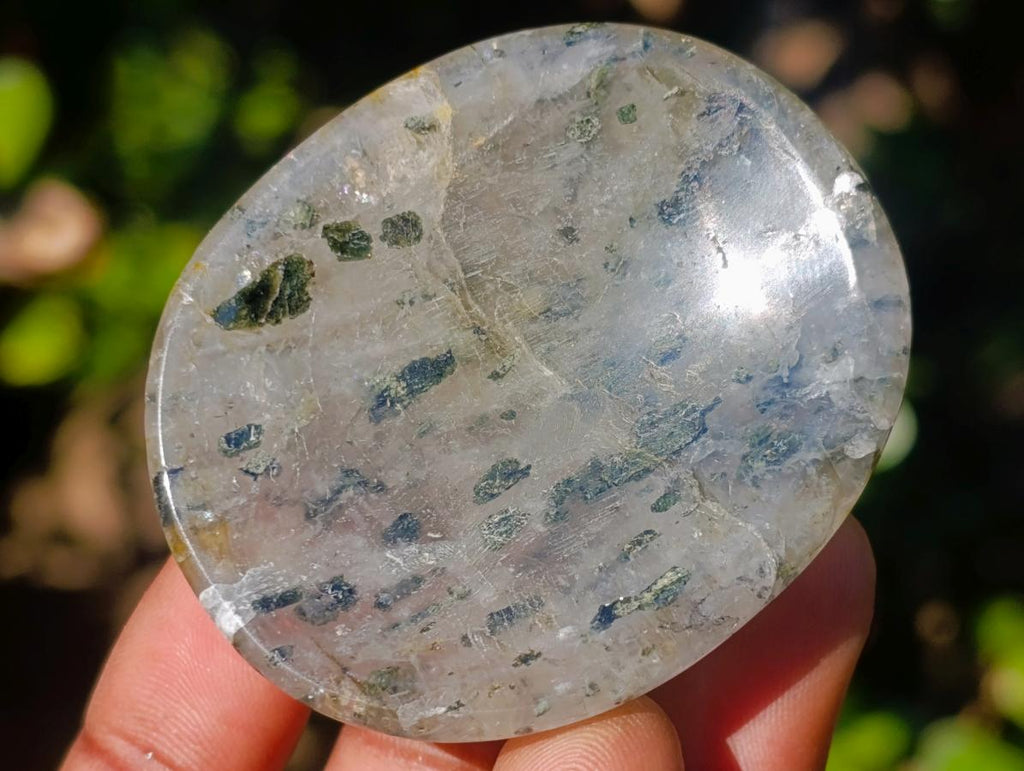 Polished Clear Quartz and Girasol Rock Crystal with Epidote Inclusions Worry Stones x 20 From Madagascar - Toprock Gemstones and Minerals 