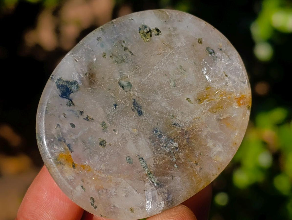 Polished Clear Quartz and Girasol Rock Crystal with Epidote Inclusions Worry Stones x 20 From Madagascar - Toprock Gemstones and Minerals 