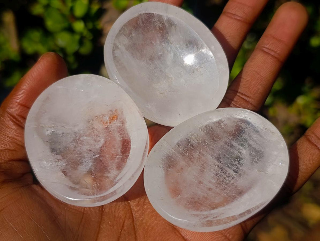 Polished Clear Quartz and Girasol Rock Crystal with Epidote Inclusions Worry Stones x 20 From Madagascar - Toprock Gemstones and Minerals 