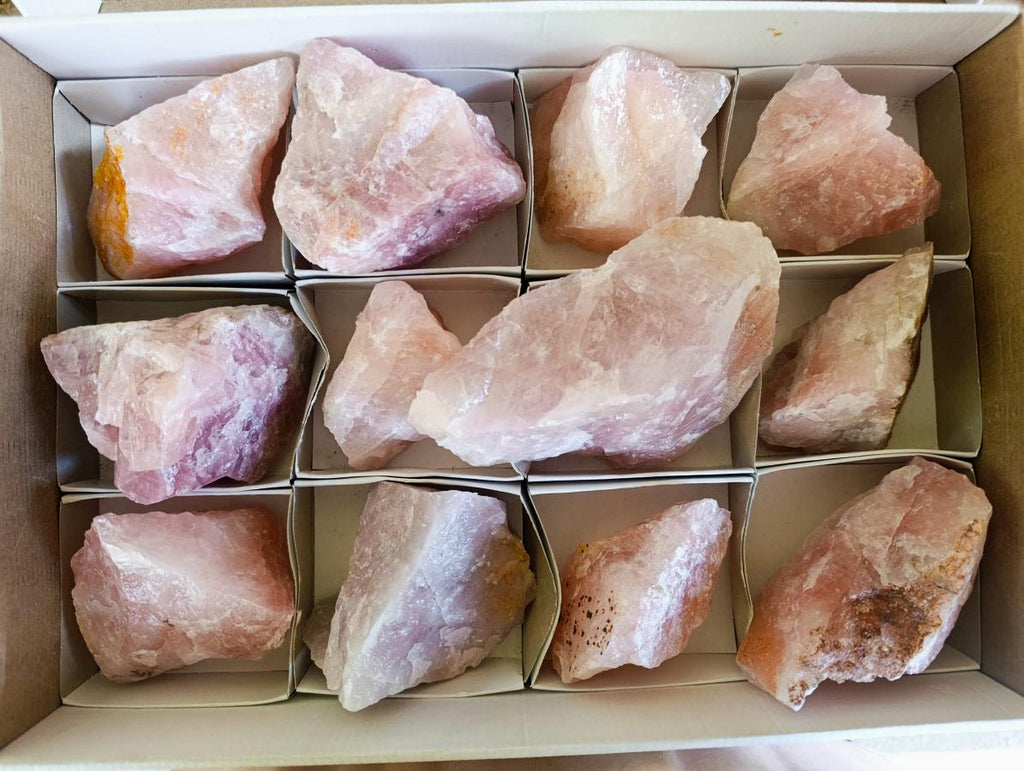 Natural Cobbed Rose Quartz Specimens x 12 From Northern Cape, South Africa - Toprock Gemstones and Minerals 