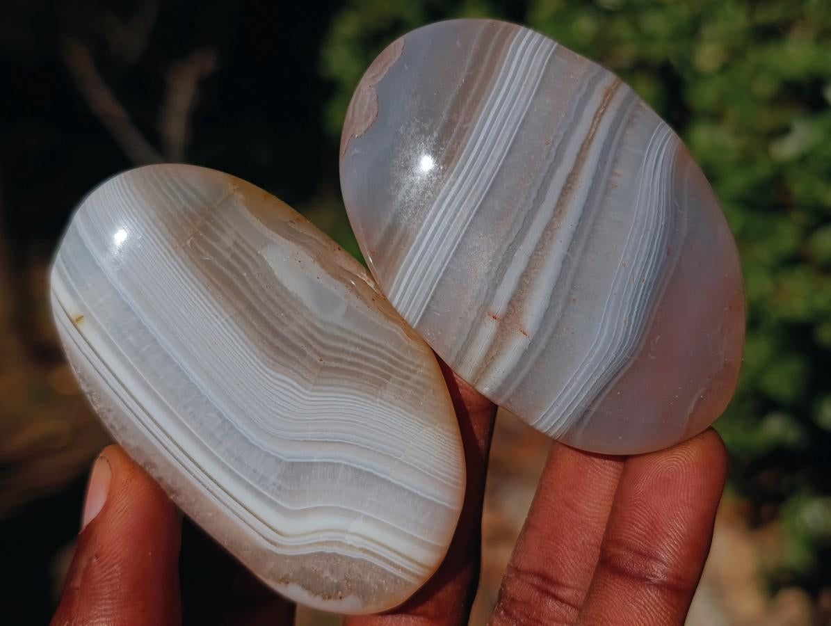 Polished Banded Agate Galets x 24 From Madagascar - Toprock Gemstones and Minerals 