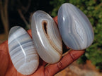 Polished Banded Agate Galets x 24 From Madagascar - Toprock Gemstones and Minerals 