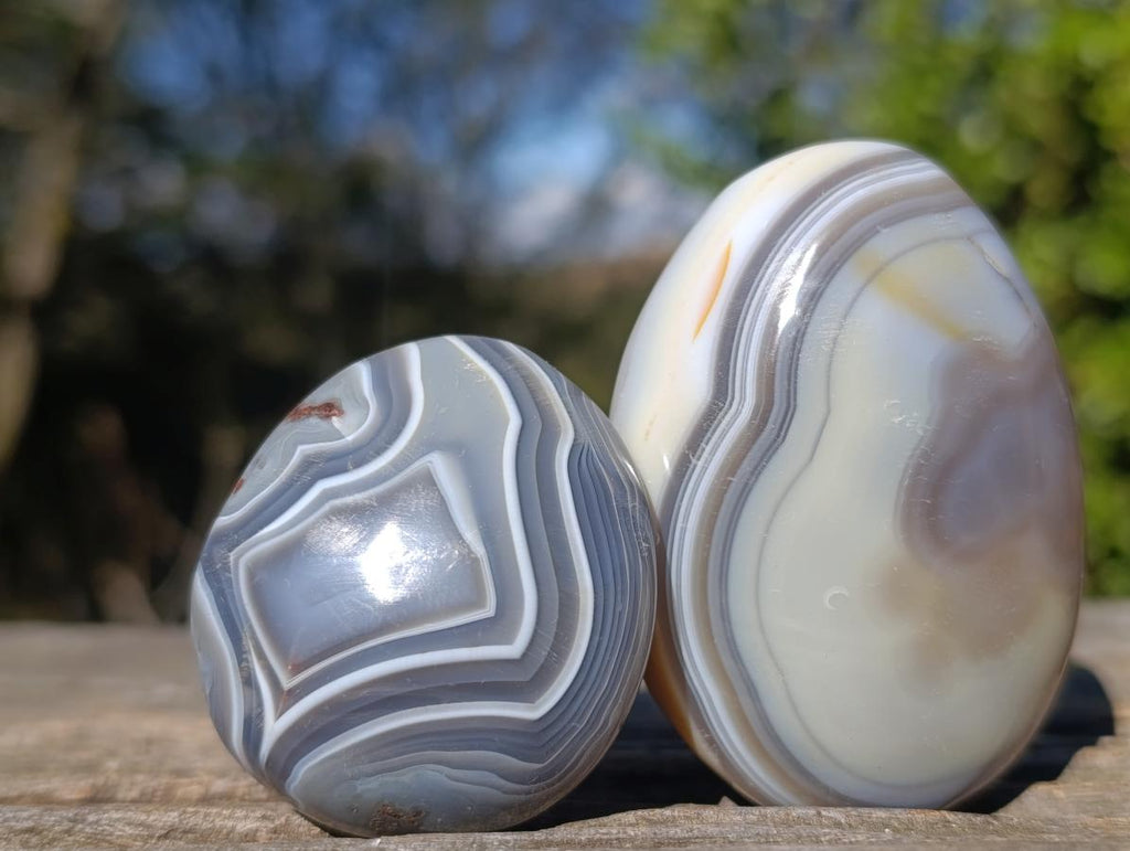 Polished Banded Agate Galets x 24 From Madagascar - Toprock Gemstones and Minerals 