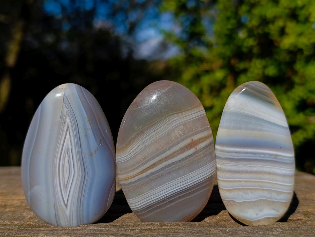 Polished Banded Agate Galets x 24 From Madagascar - Toprock Gemstones and Minerals 