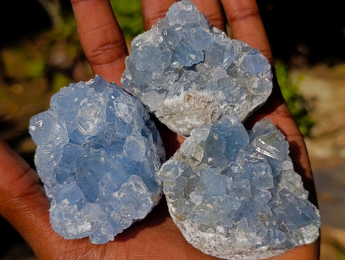 Natural Blue Celestite Specimens x 22 From Sakoany, Madagascar - Toprock Gemstones and Minerals 