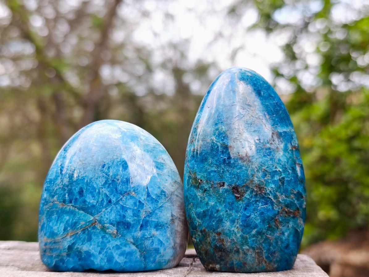 Polished Blue Apatite Standing Display Pieces x 6 From Betroka, Madagascar - Toprock Gemstones and Minerals 