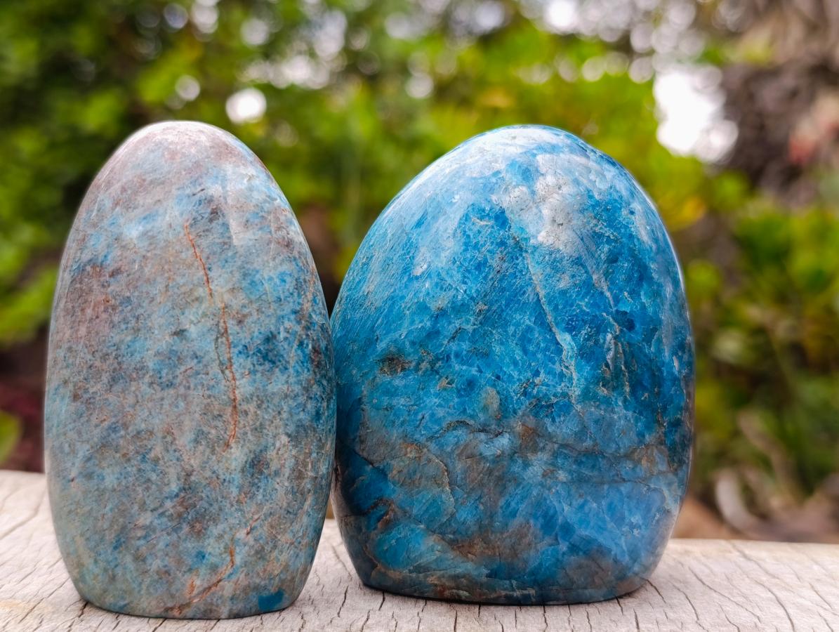 Polished Blue Apatite Standing Display Pieces x 6 From Betroka, Madagascar - Toprock Gemstones and Minerals 