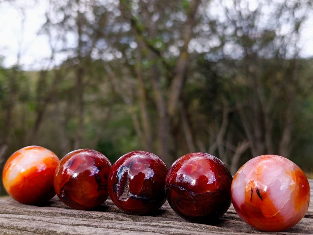 Polished Small Carnelian Agate Gemstone Spheres x 20 From Madagascar - Toprock Gemstones and Minerals 