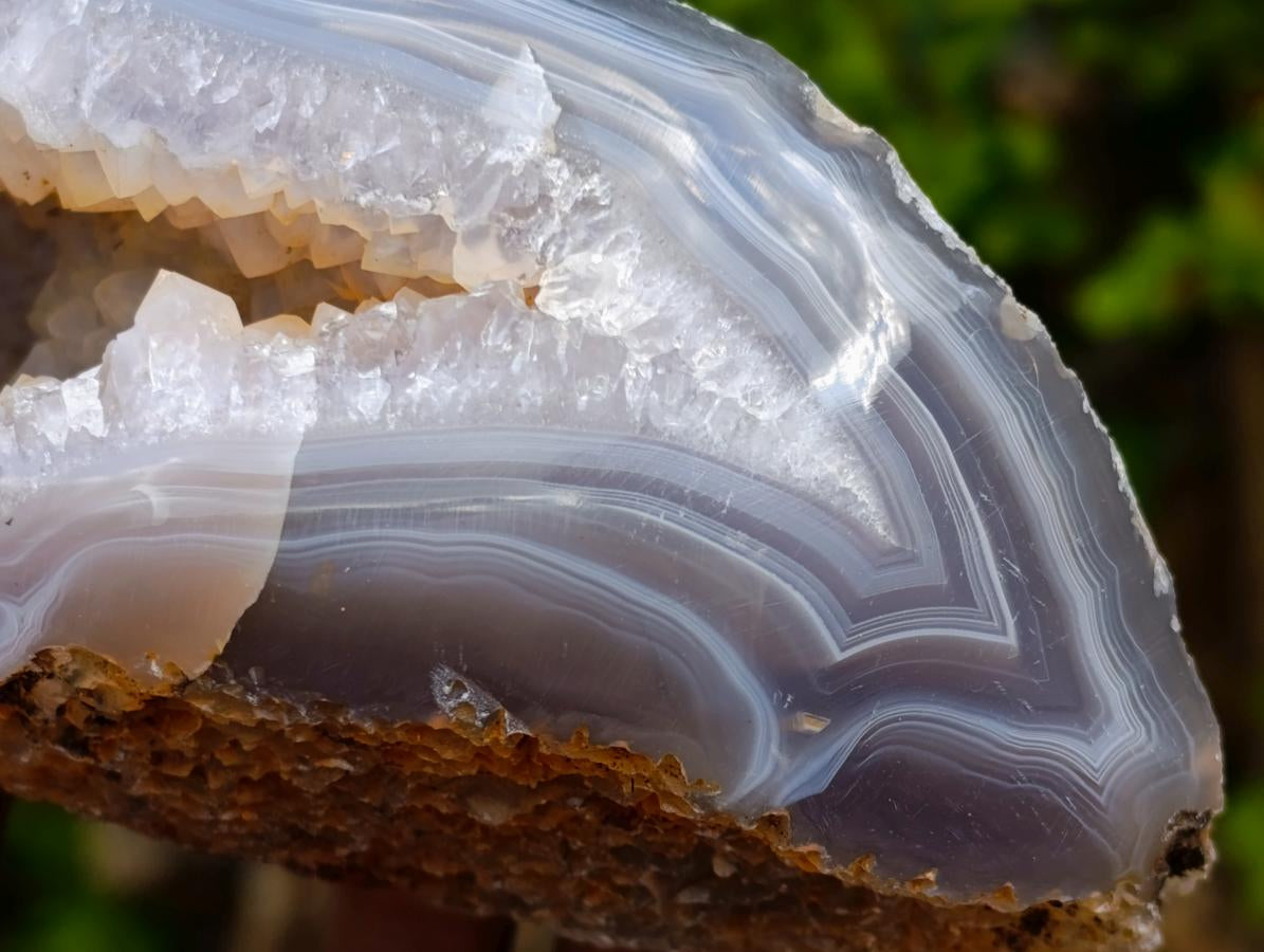 Polished Banded Agate Geodes x 3 From Madagascar - Toprock Gemstones and Minerals 