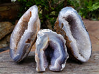 Polished Banded Agate Geodes x 3 From Madagascar - Toprock Gemstones and Minerals 