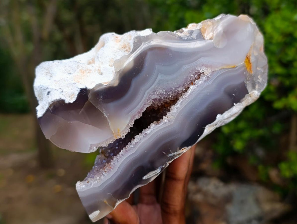 Polished Banded Agate Geodes x 3 From Madagascar - Toprock Gemstones and Minerals 