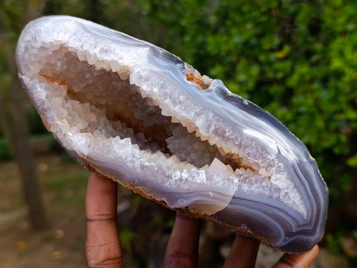 Polished Banded Agate Geodes x 3 From Madagascar - Toprock Gemstones and Minerals 