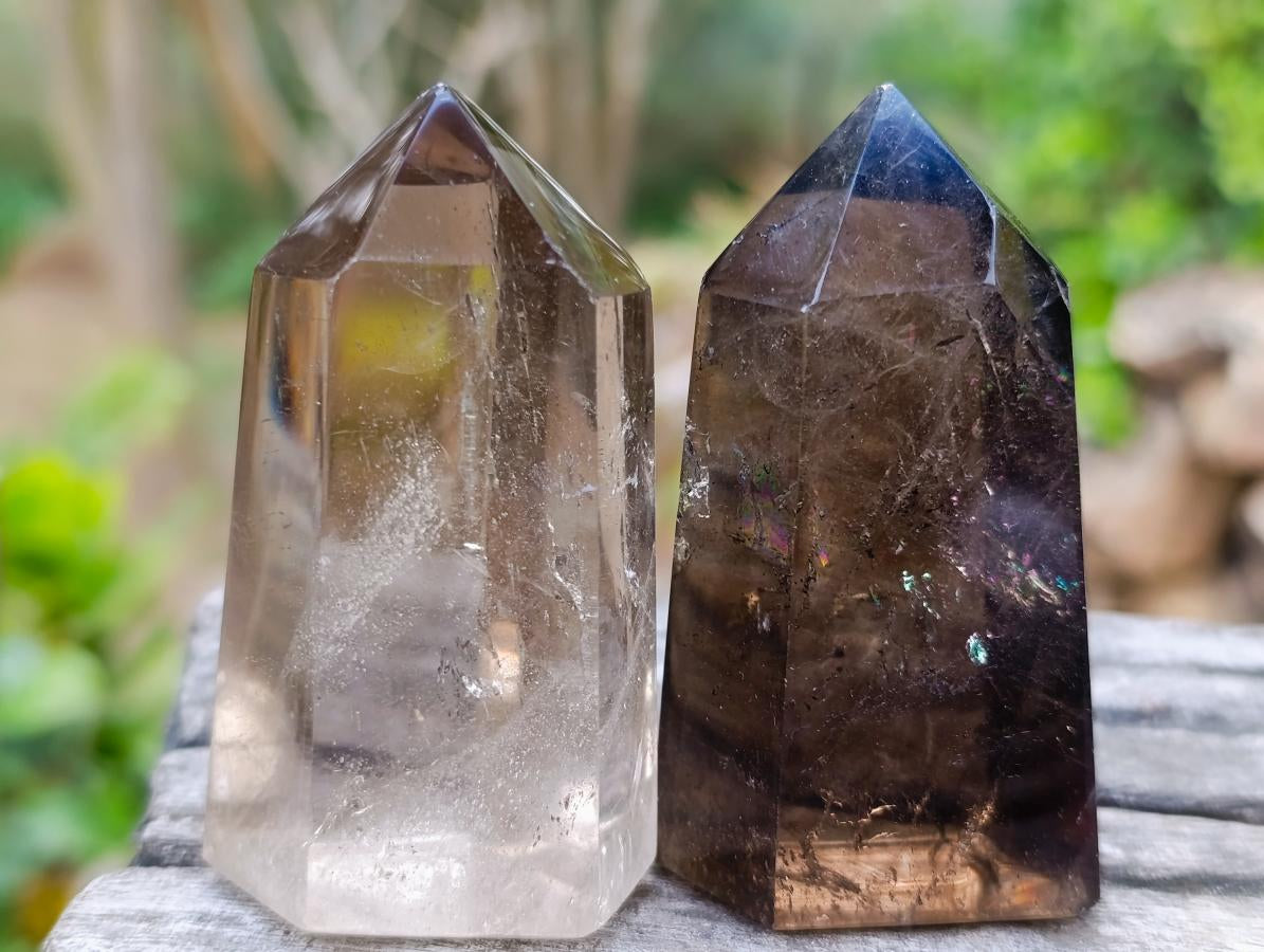 Polished Smokey Quartz Crystals x 6 From Madagascar - Toprock Gemstones and Minerals 
