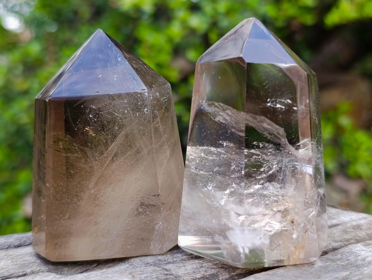 Polished Smokey Quartz Crystals x 6 From Madagascar - Toprock Gemstones and Minerals 