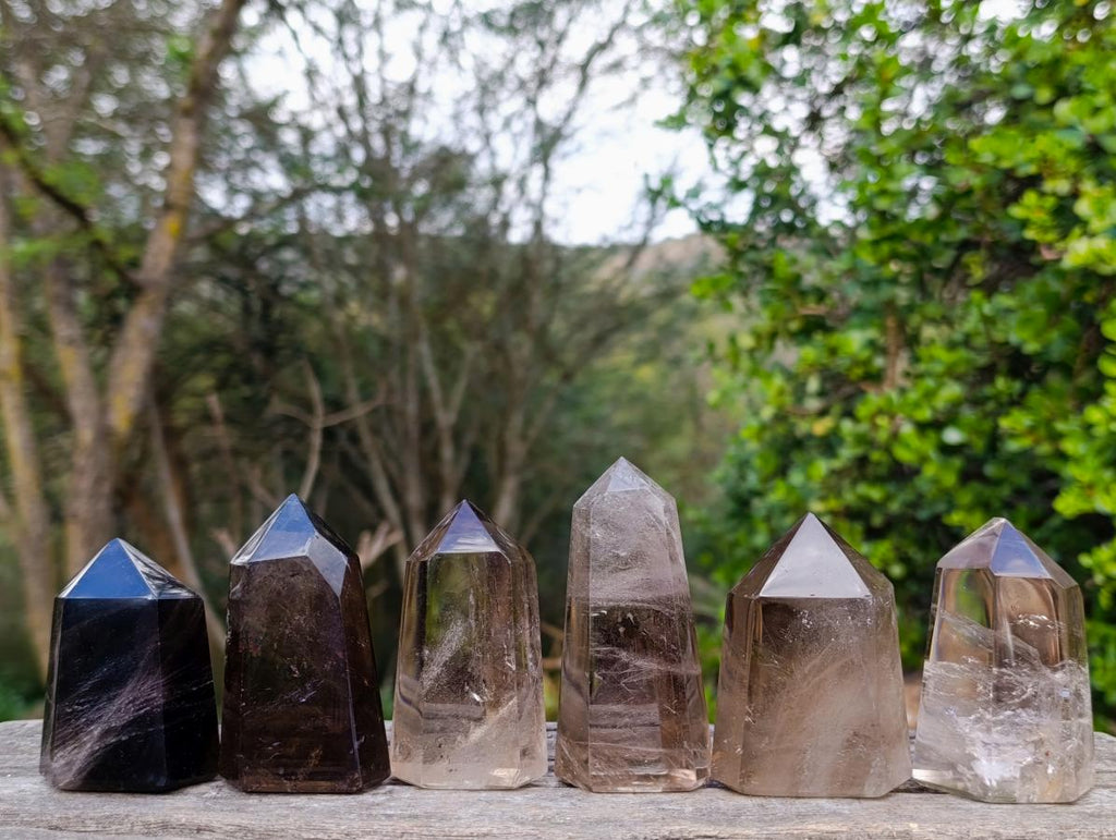 Polished Smokey Quartz Crystals x 6 From Madagascar - Toprock Gemstones and Minerals 