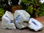 Polished On One Side Blue Lace Agate Geodes x 12 From Nsanje, Malawi - Toprock Gemstones and Minerals 