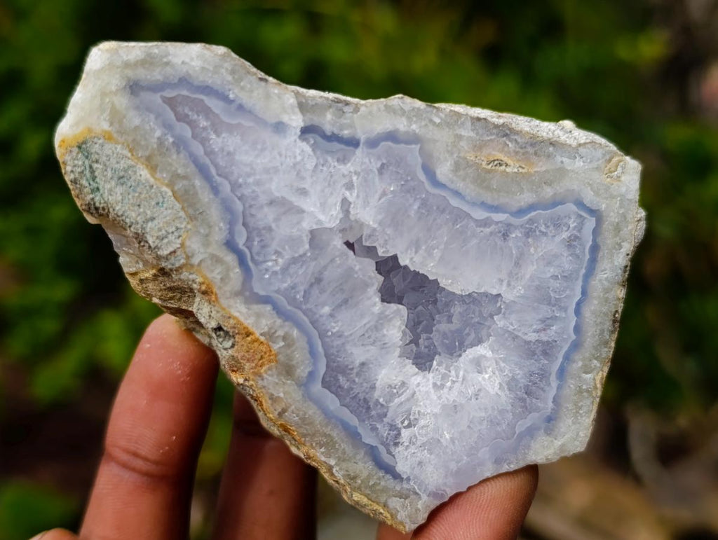 Polished On One Side Blue Lace Agate Geodes x 12 From Nsanje, Malawi - Toprock Gemstones and Minerals 