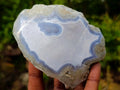 Polished On One Side Blue Lace Agate Geodes x 12 From Nsanje, Malawi - Toprock Gemstones and Minerals 