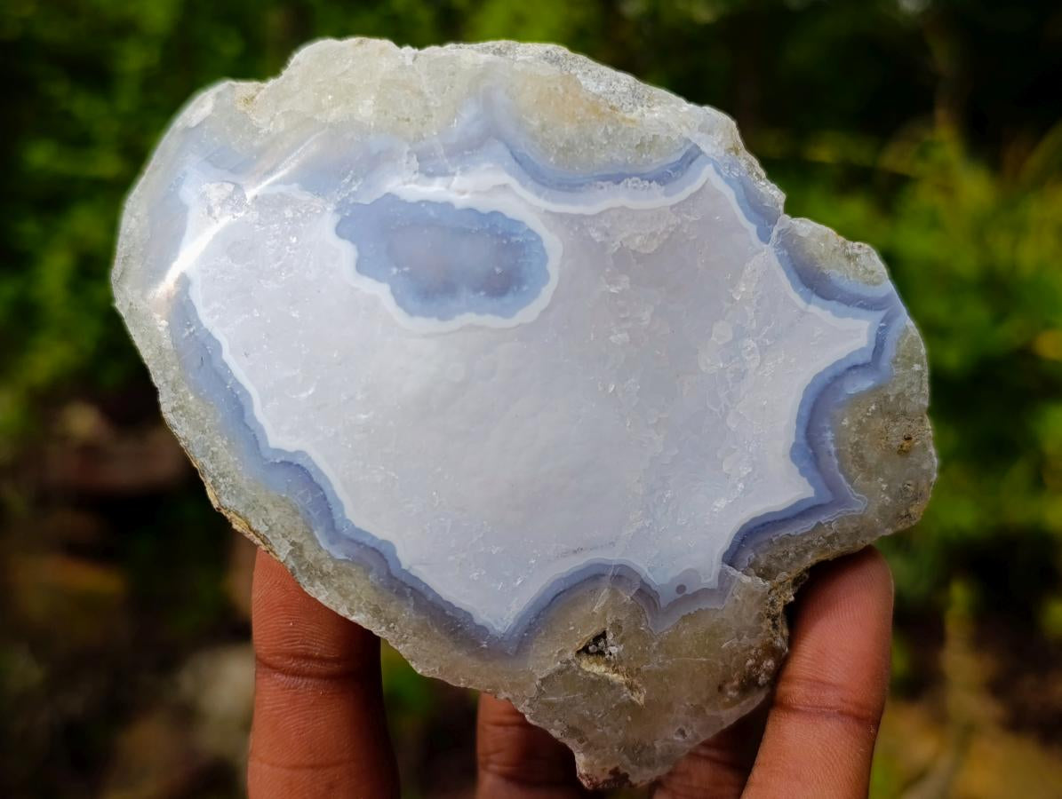 Polished On One Side Blue Lace Agate Geodes x 12 From Nsanje, Malawi - Toprock Gemstones and Minerals 
