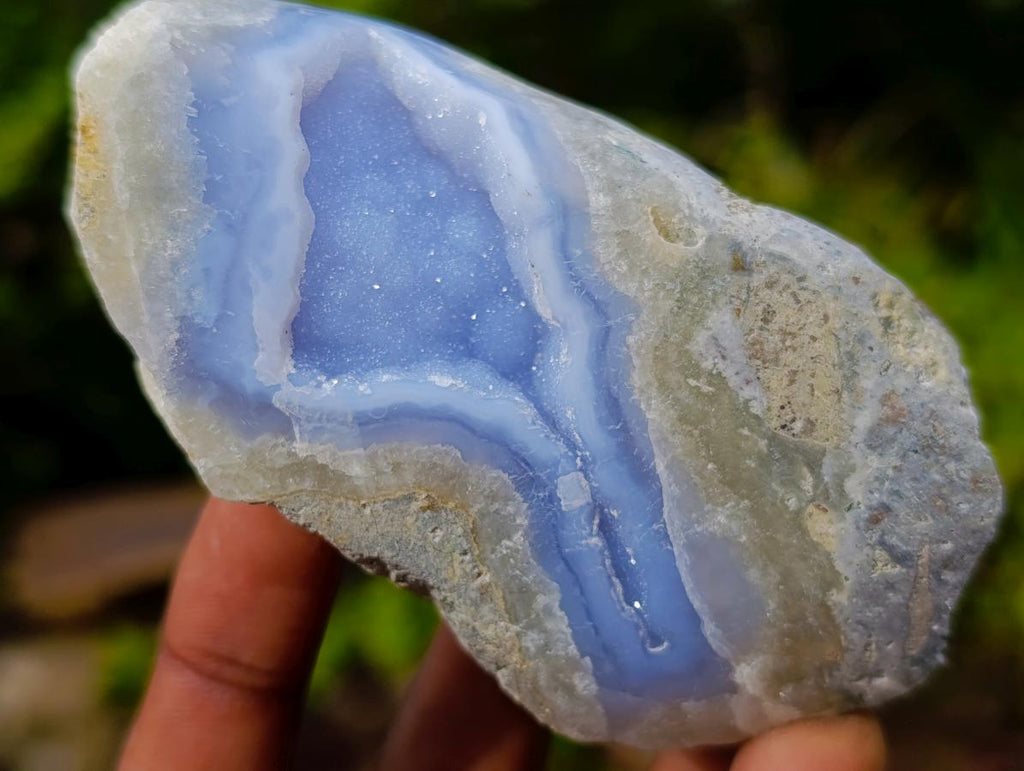 Polished On One Side Blue Lace Agate Geodes x 12 From Nsanje, Malawi - Toprock Gemstones and Minerals 