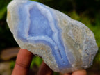Polished On One Side Blue Lace Agate Geodes x 12 From Nsanje, Malawi - Toprock Gemstones and Minerals 