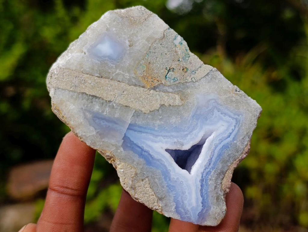 Polished On One Side Blue Lace Agate Geodes x 12 From Nsanje, Malawi - Toprock Gemstones and Minerals 