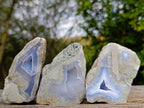 Polished On One Side Blue Lace Agate Geodes x 12 From Nsanje, Malawi - Toprock Gemstones and Minerals 