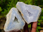 Polished On One Side Blue Lace Agate Geodes x 12 From Nsanje, Malawi - Toprock Gemstones and Minerals 