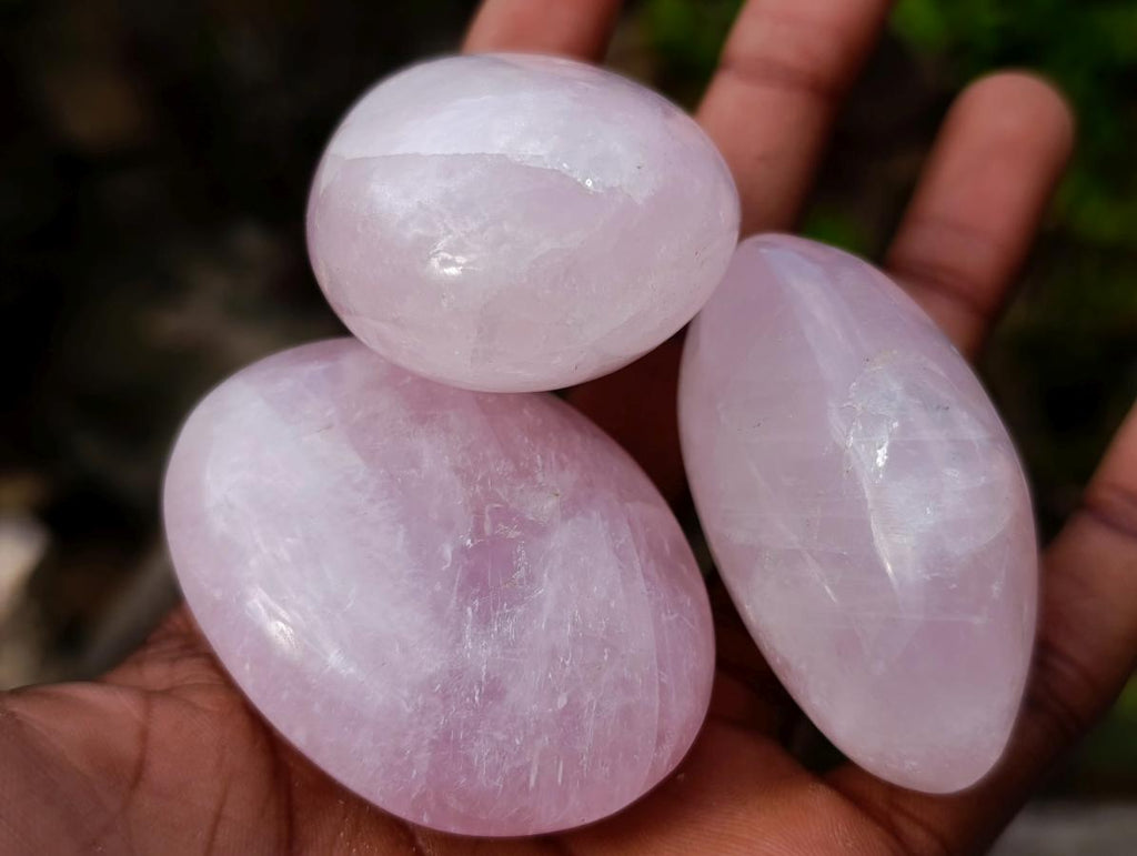 Polished Gemmy Rose Quartz Palm Stones x 35 From Madagascar - Toprock Gemstones and Minerals 
