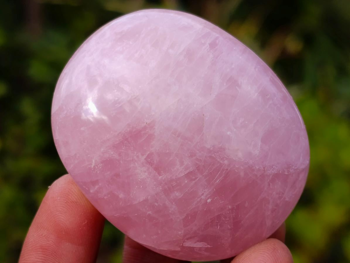 Polished Gemmy Rose Quartz Palm Stones x 35 From Madagascar - Toprock Gemstones and Minerals 