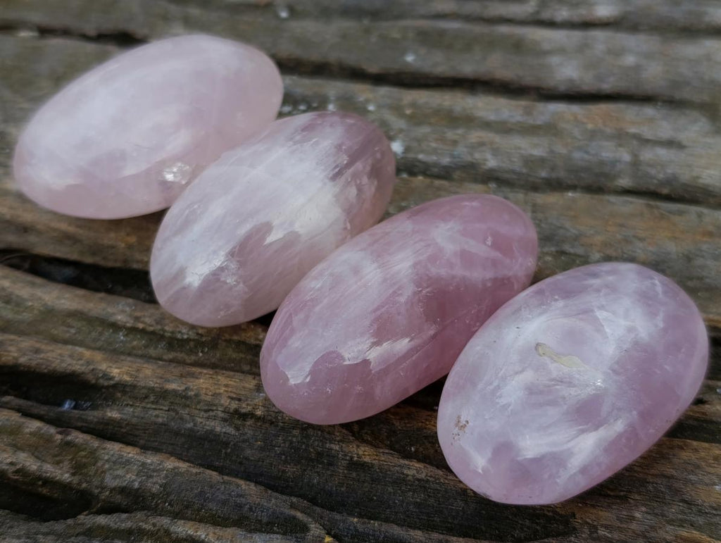 Polished Gemmy Rose Quartz Palm Stones x 35 From Madagascar - Toprock Gemstones and Minerals 