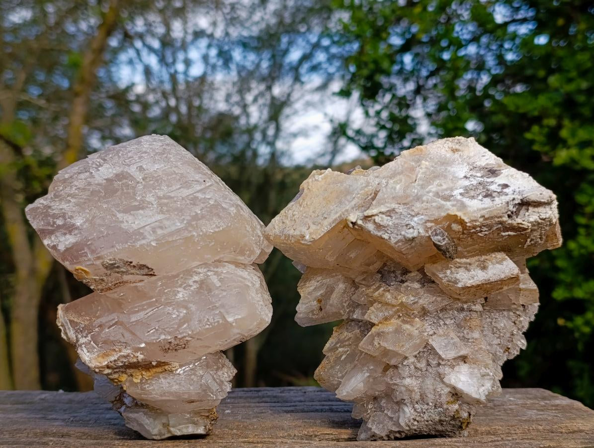 Natural Rhombohedral Calcite Specimens with Aragonite x 2 From Albert's Mountain, Lesotho - Toprock Gemstones and Minerals 