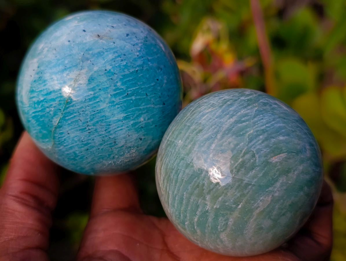 Polished Amazonite Spheres x 6 From Madagascar - Toprock Gemstones and Minerals 
