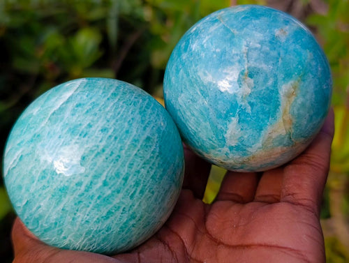 Polished Amazonite Spheres x 6 From Madagascar - Toprock Gemstones and Minerals 