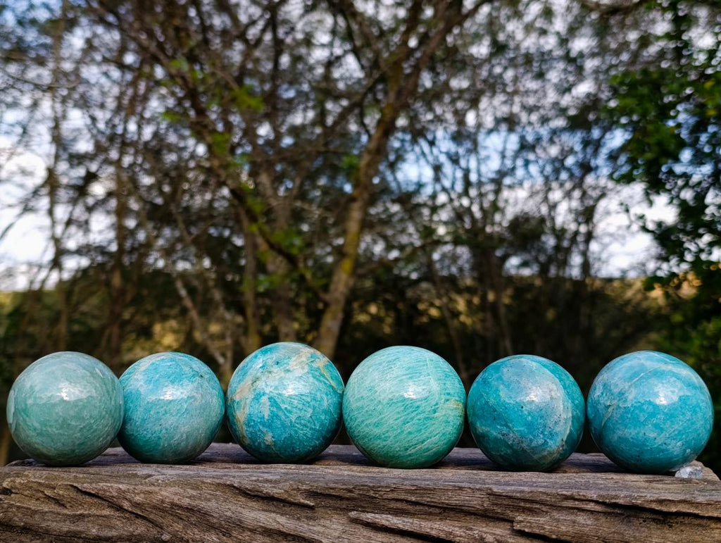 Polished Amazonite Spheres x 6 From Madagascar - Toprock Gemstones and Minerals 